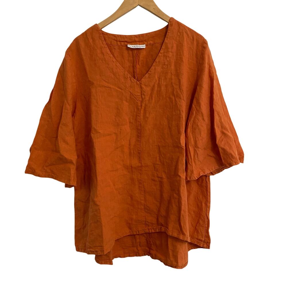 Bryn Walker Linen Tunic Top V Neck Wide Sleeve Size Small Lagenlook boho Fall